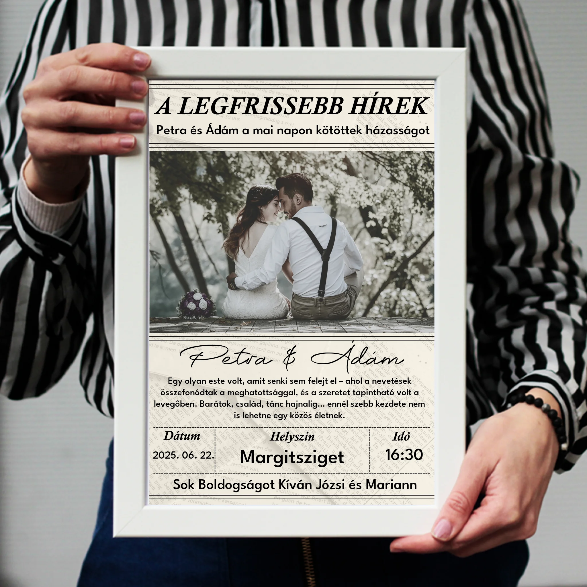 Egyedi képes ajándék - Személyre szabható jelképes esküvői ajándék falikép