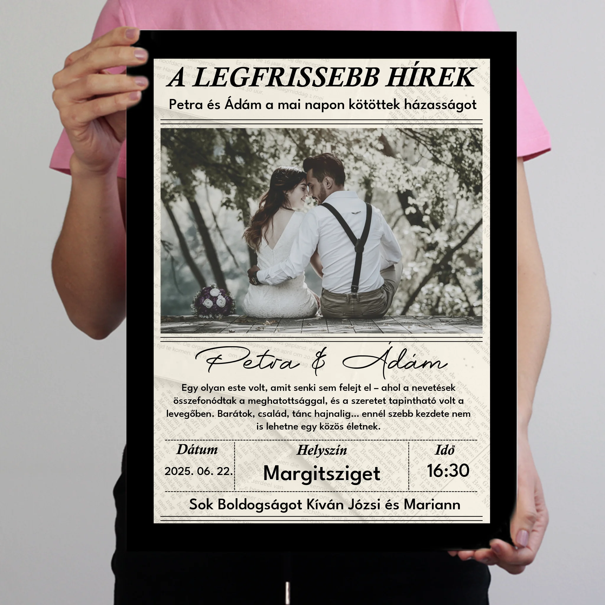 Egyedi képes ajándék - Személyre szabható jelképes esküvői ajándék falikép