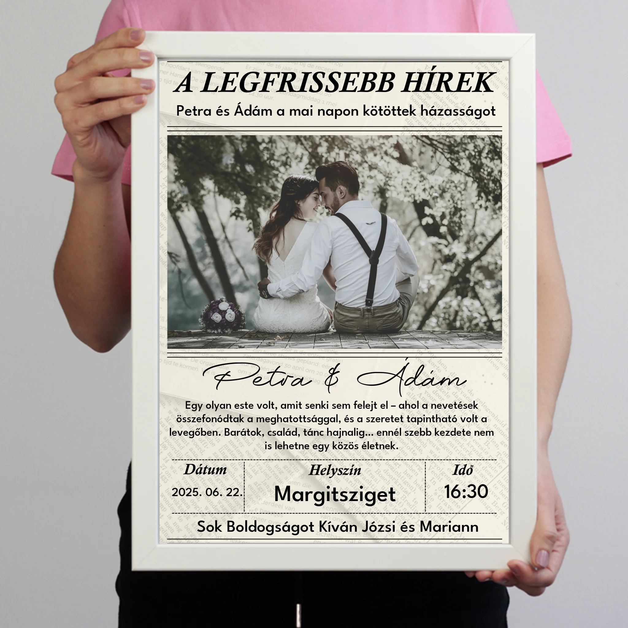 Egyedi képes ajándék - Személyre szabható jelképes esküvői ajándék falikép