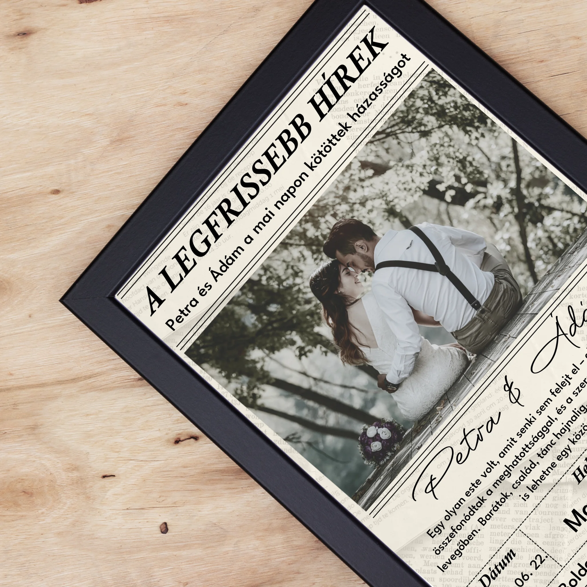 Egyedi képes ajándék - Személyre szabható jelképes esküvői ajándék falikép