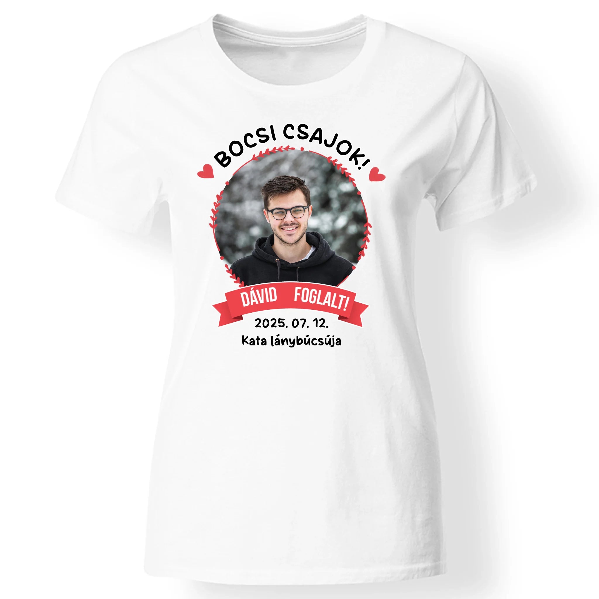 Lánybúcsú menyasszony párja foglalt egyedi képes női póló
