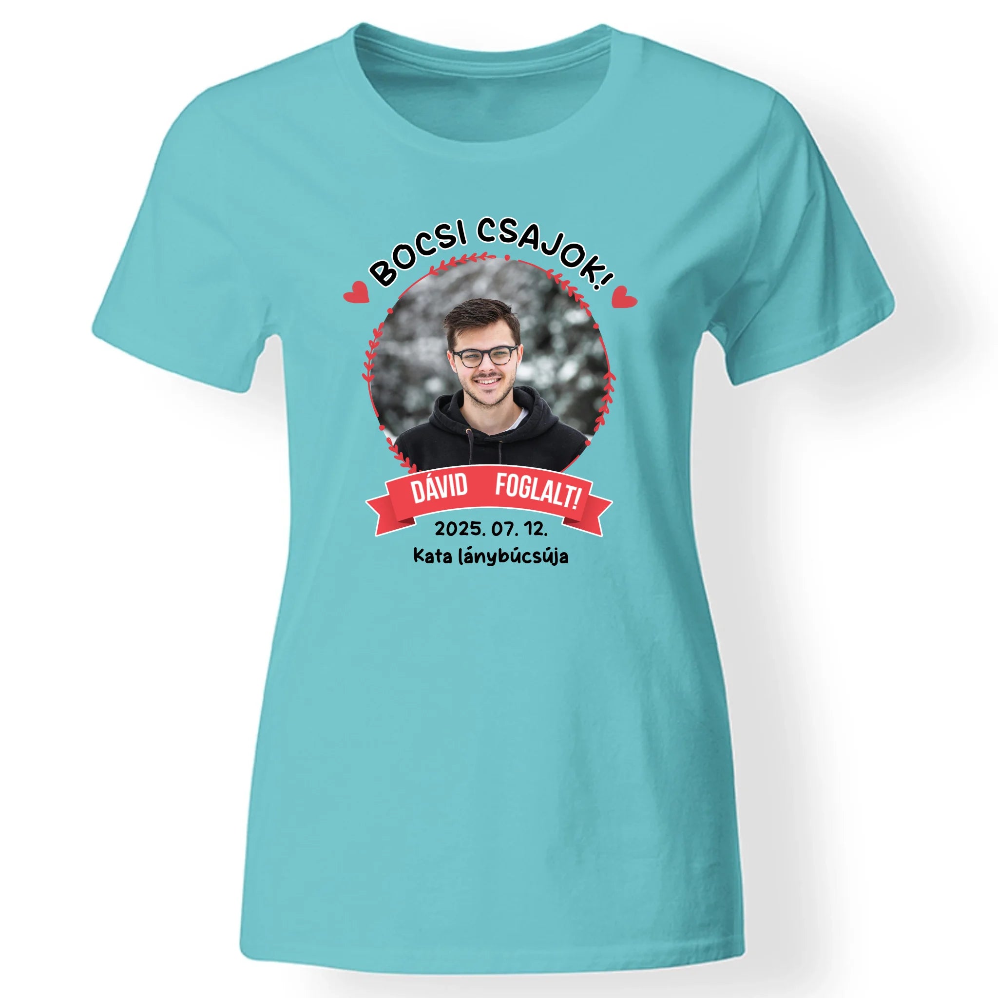 Lánybúcsú menyasszony párja foglalt egyedi képes női póló