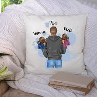 Ajándék Apáknak - Apa gyermekeivel szerkeszthető karakteres párna