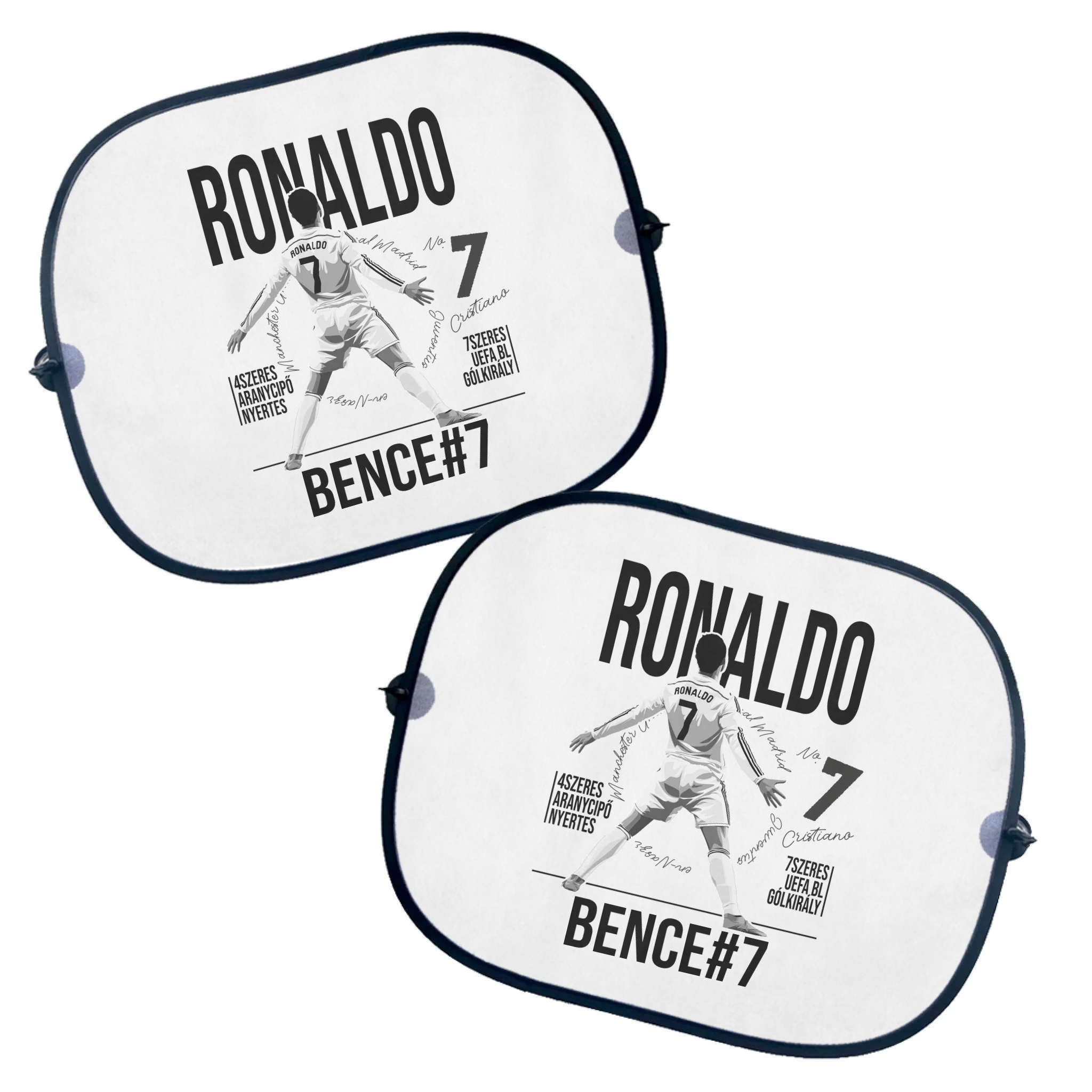 Személyre szabható Ronaldo focis ajándék autós napellenző