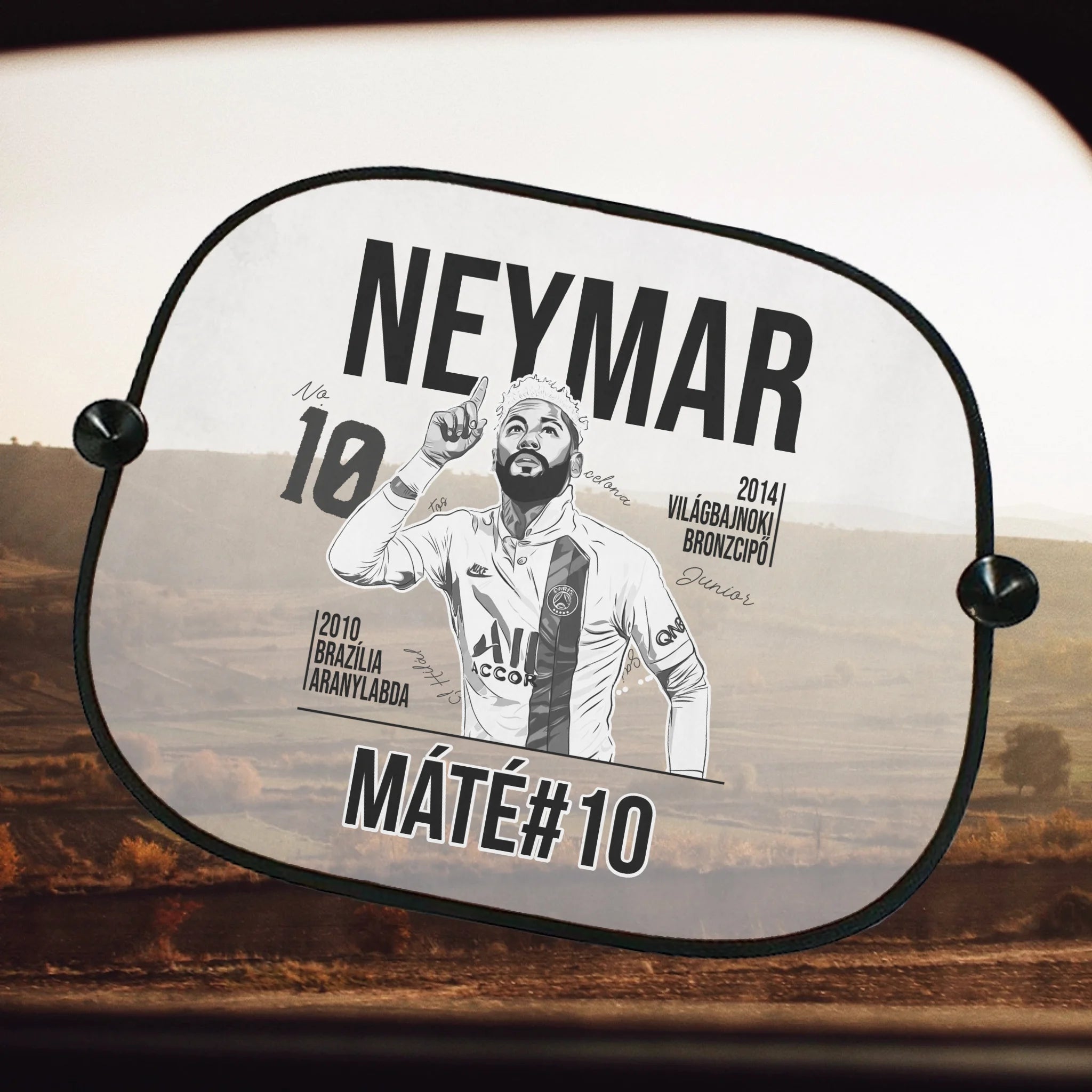 Személyre szabható Neymar focis ajándék autós napellenző