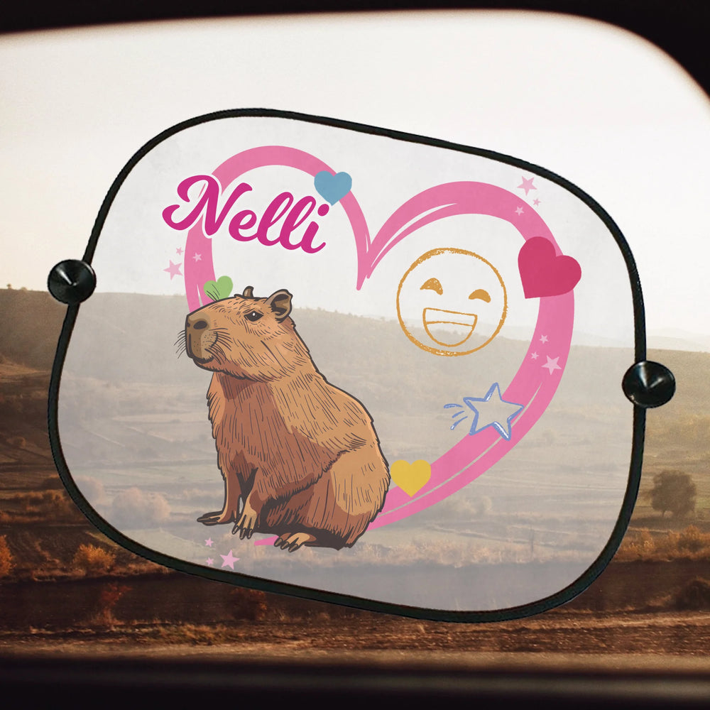 Autós napellenző - Capybara mintás napellenző egyedi névvel