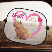Autós napellenző - Capybara mintás napellenző egyedi névvel
