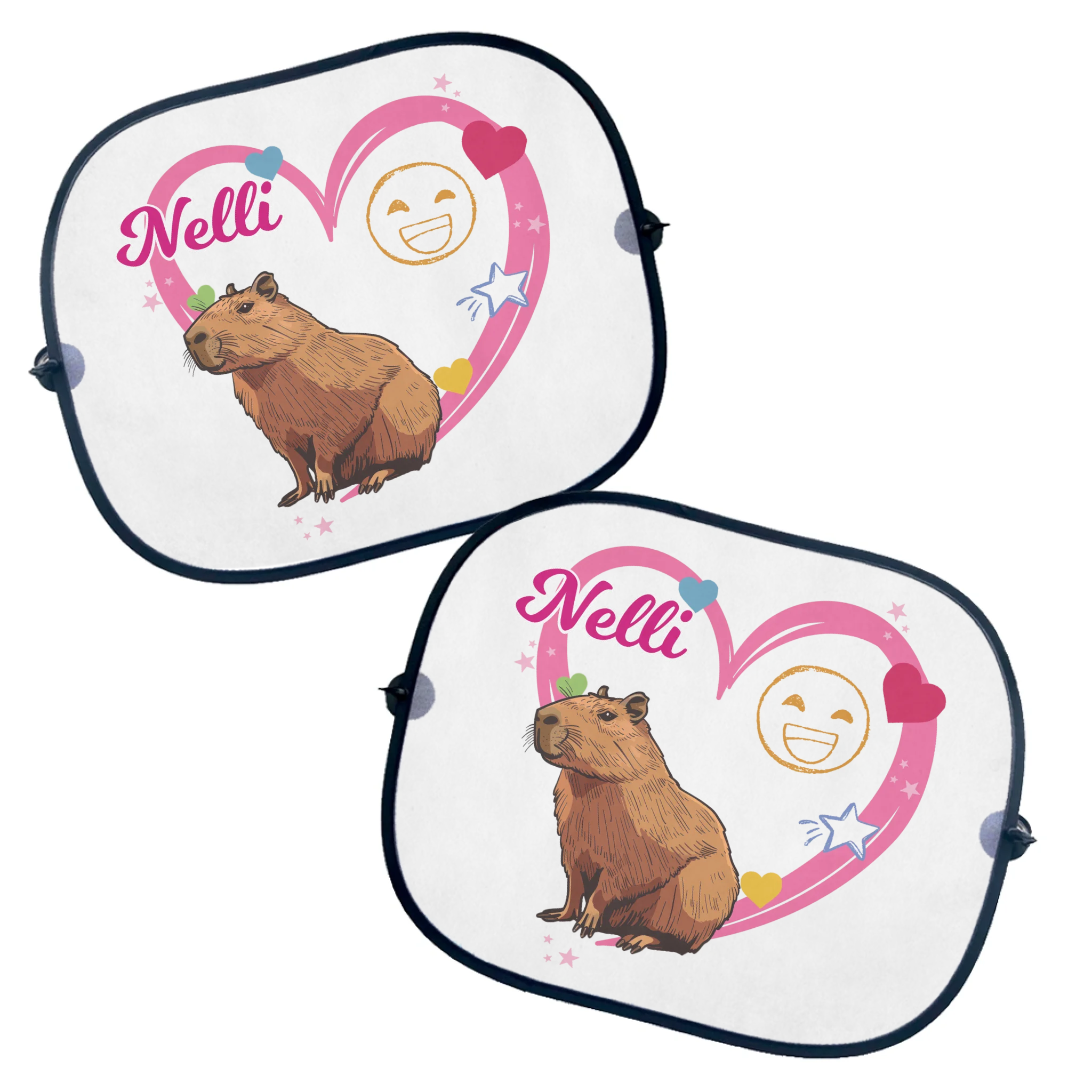 Autós napellenző - Capybara mintás napellenző egyedi névvel