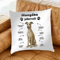 Az én kutyám jellemzői egyedi feliratokkal fullprint párna
