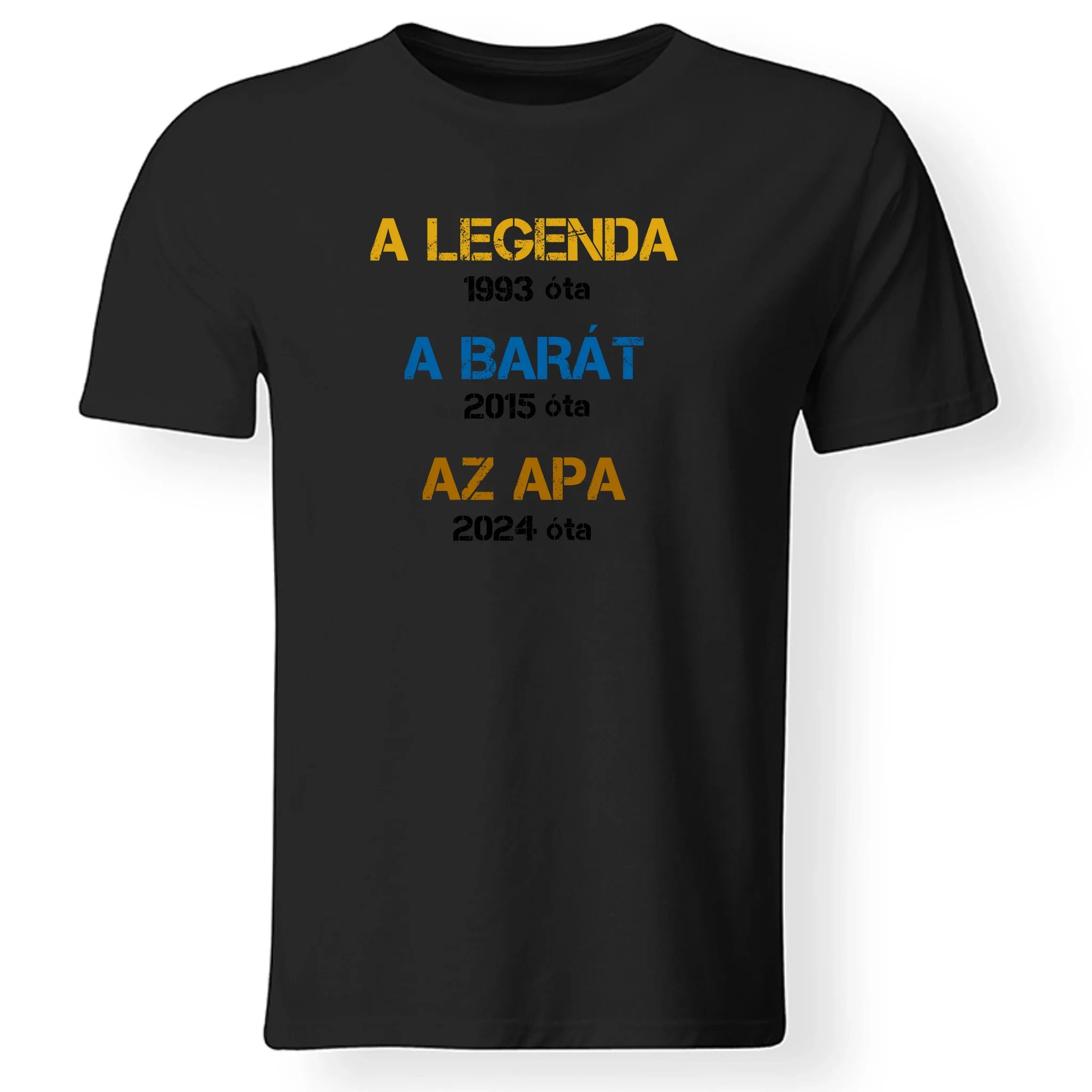 Egyedi évszámos ajándék apáknak A legenda, a barát, az apa póló