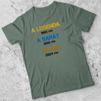 Egyedi évszámos ajándék apáknak A legenda, a barát, az apa póló