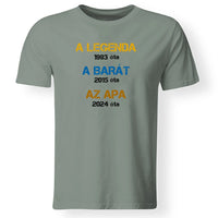 Egyedi évszámos ajándék apáknak A legenda, a barát, az apa póló