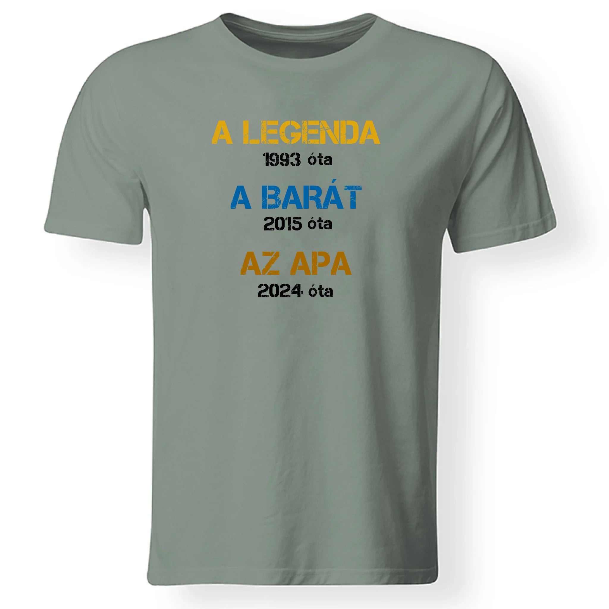 Egyedi évszámos ajándék apáknak A legenda, a barát, az apa póló