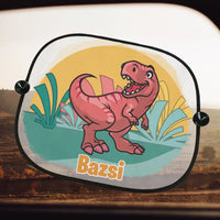 Dínó mintás autós napellenző gyerekeknek egyedi névvel