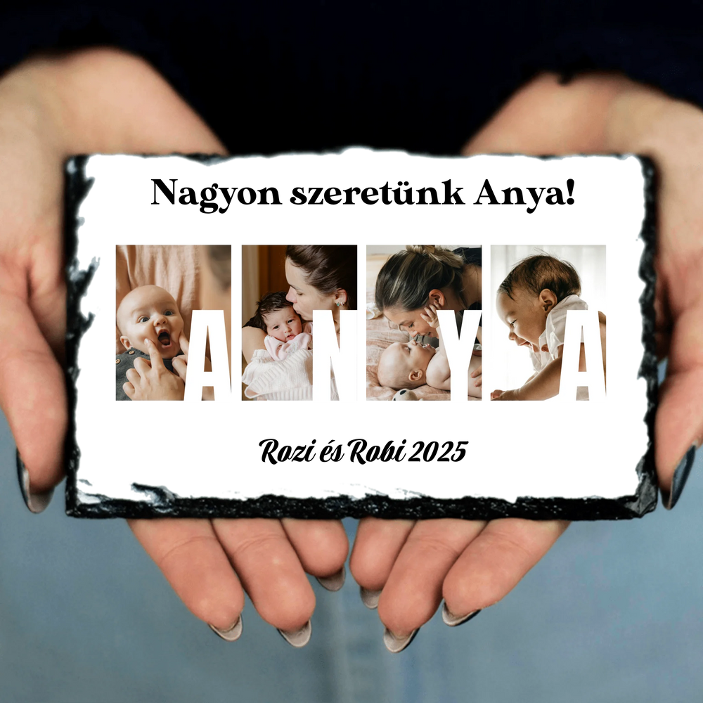 Ajándék Anyának - Egyedi képes Anya szeretünk gránitlap