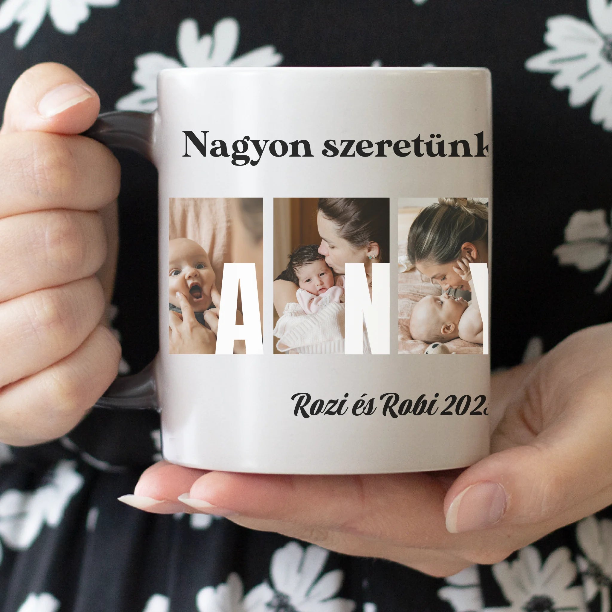Ajándék Anyának - Egyedi képes Anya szeretünk bögre