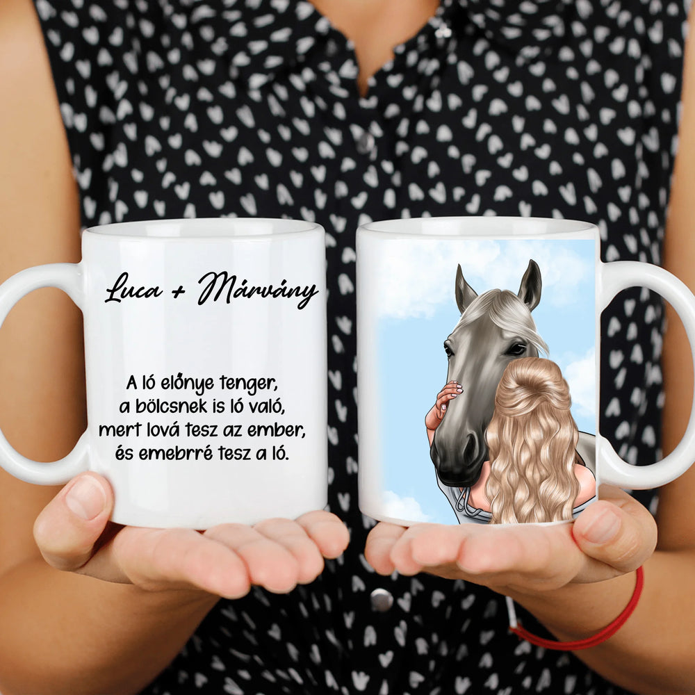 Egyedi lovas idézetes bögre szerkeszthető karakterrel