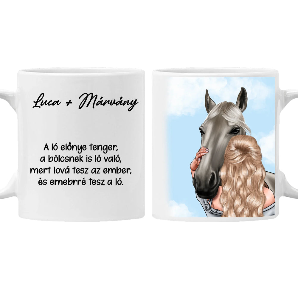 Egyedi lovas idézetes bögre szerkeszthető karakterrel