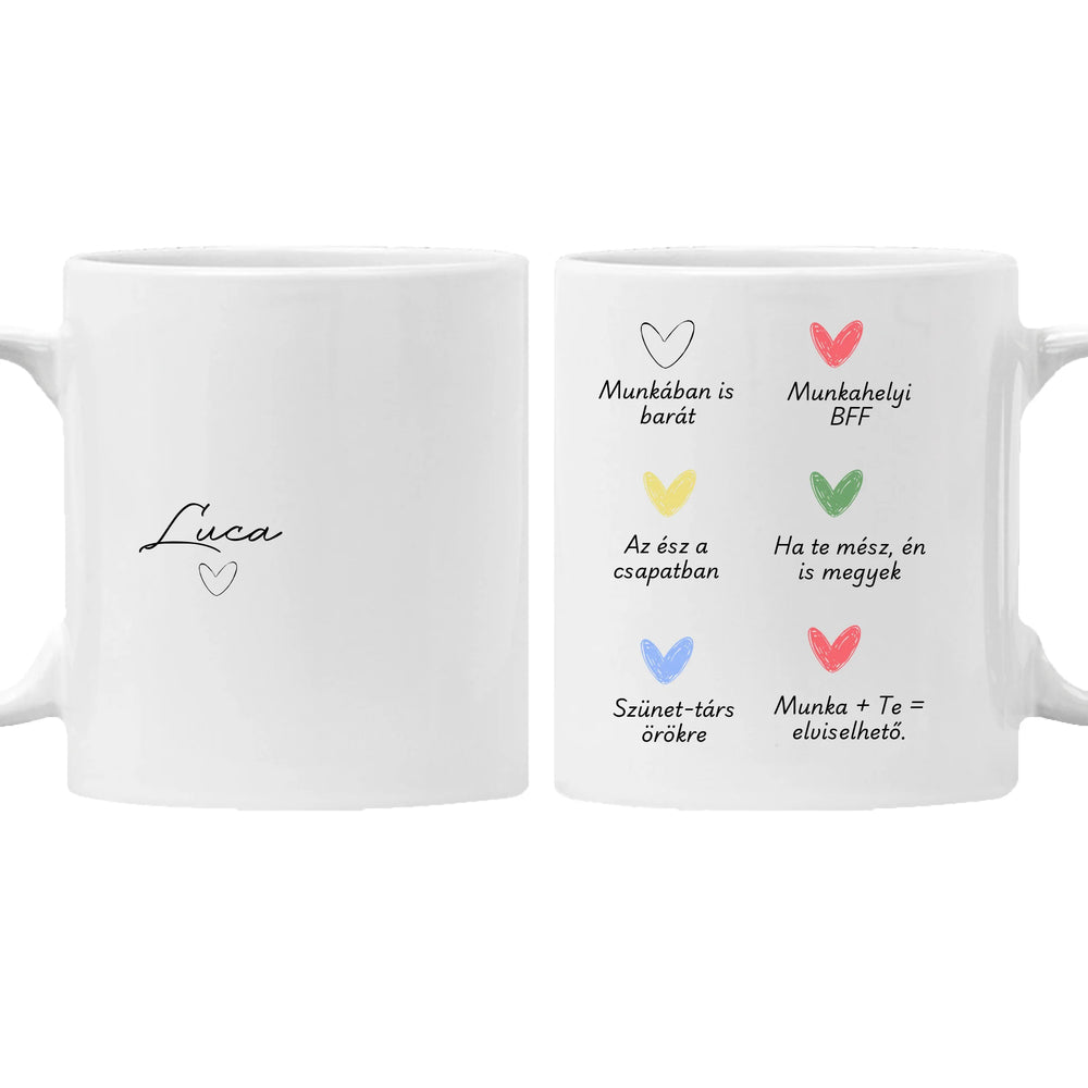 Munkatárs jellemző ajándék bögre szerkeszthető felirattal