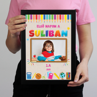 Első napom falikép - egyedi iskolakezdési ajándék saját fotóval, felirattal