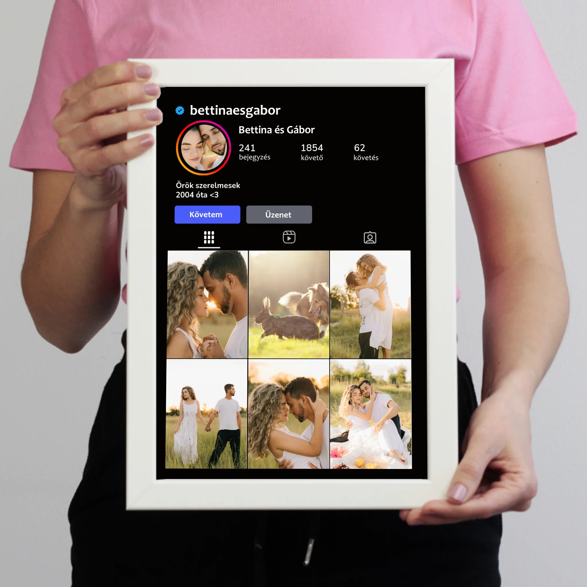  Instagram stílusú falikép - Egyedi feliratos 7 képpel