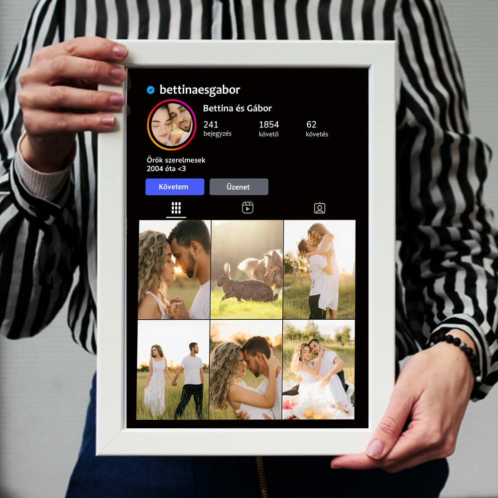  Instagram stílusú falikép - Egyedi feliratos 7 képpel