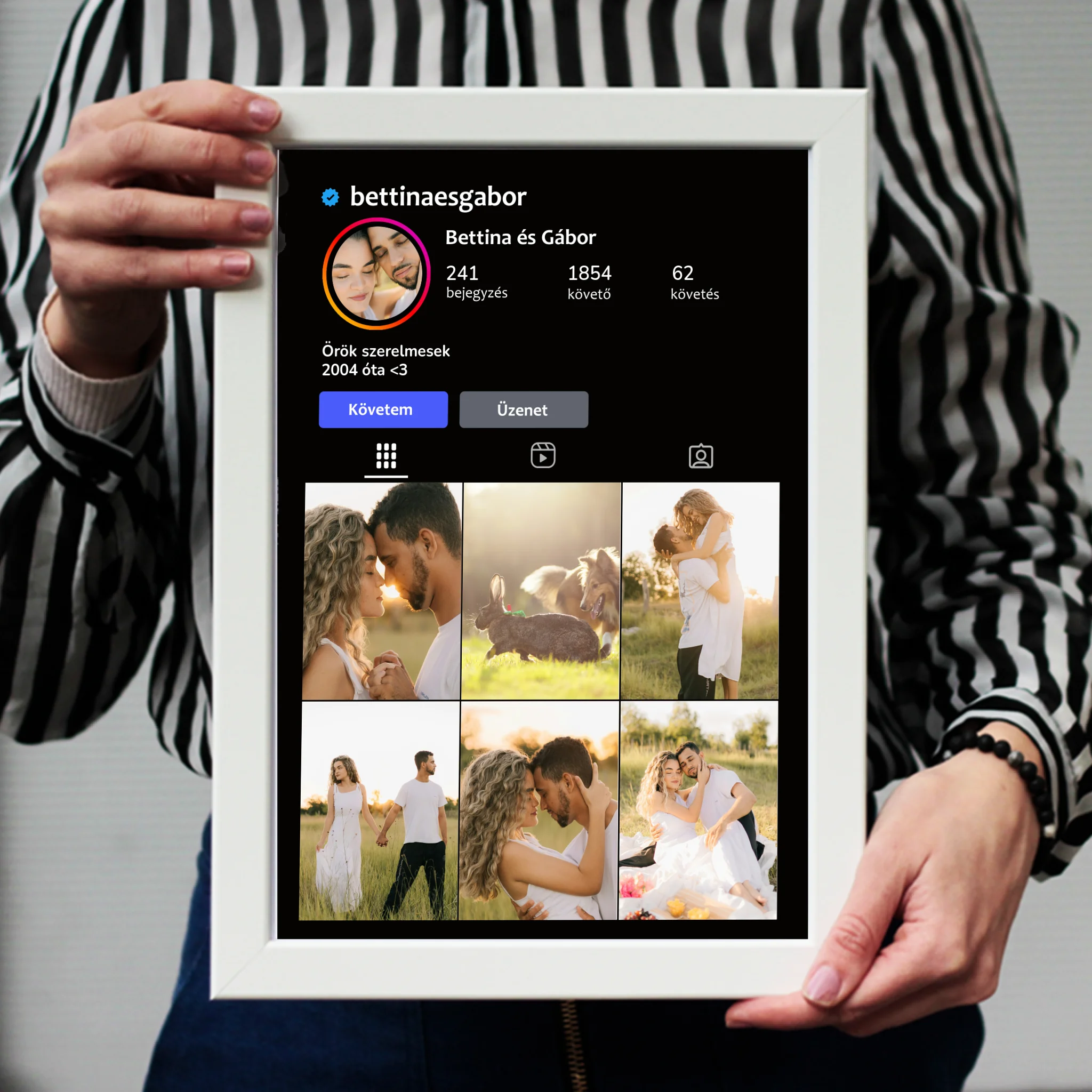  Instagram stílusú falikép - Egyedi feliratos 7 képpel