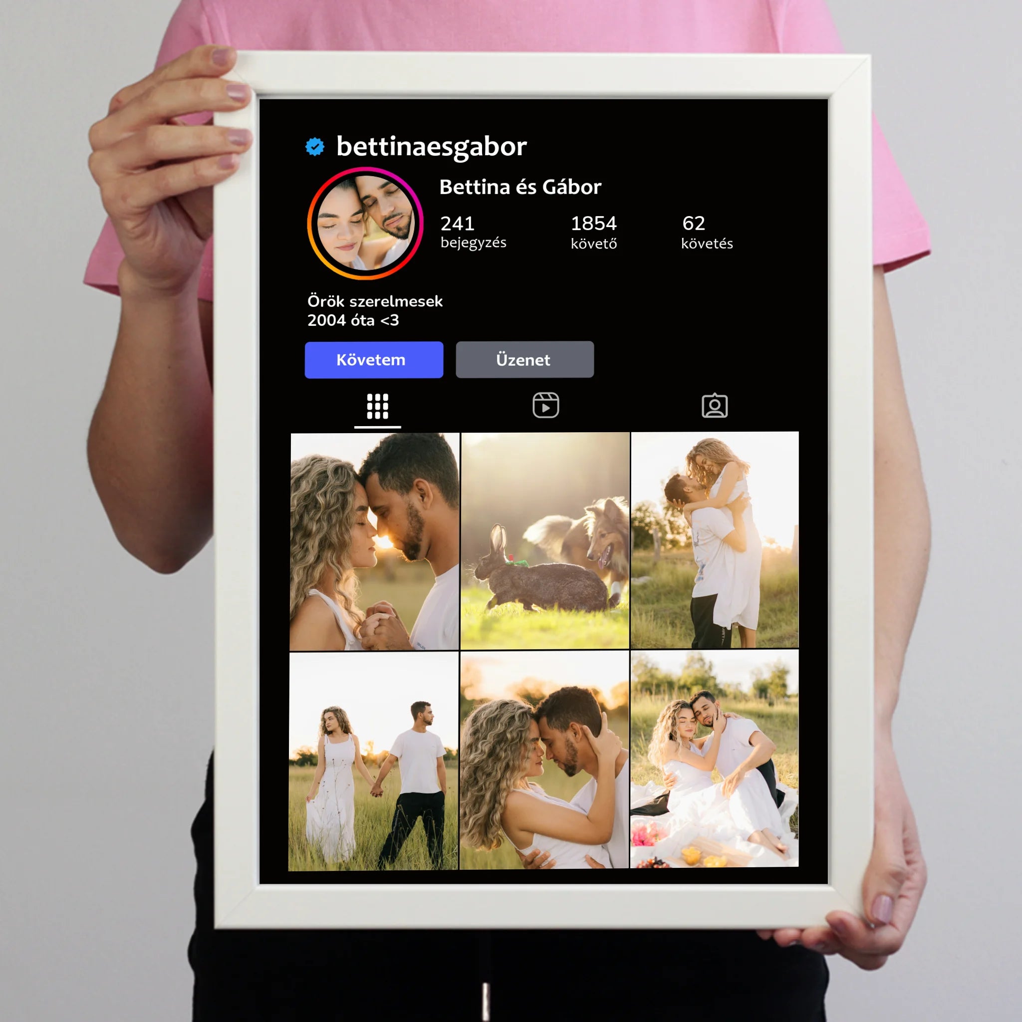  Instagram stílusú falikép - Egyedi feliratos 7 képpel