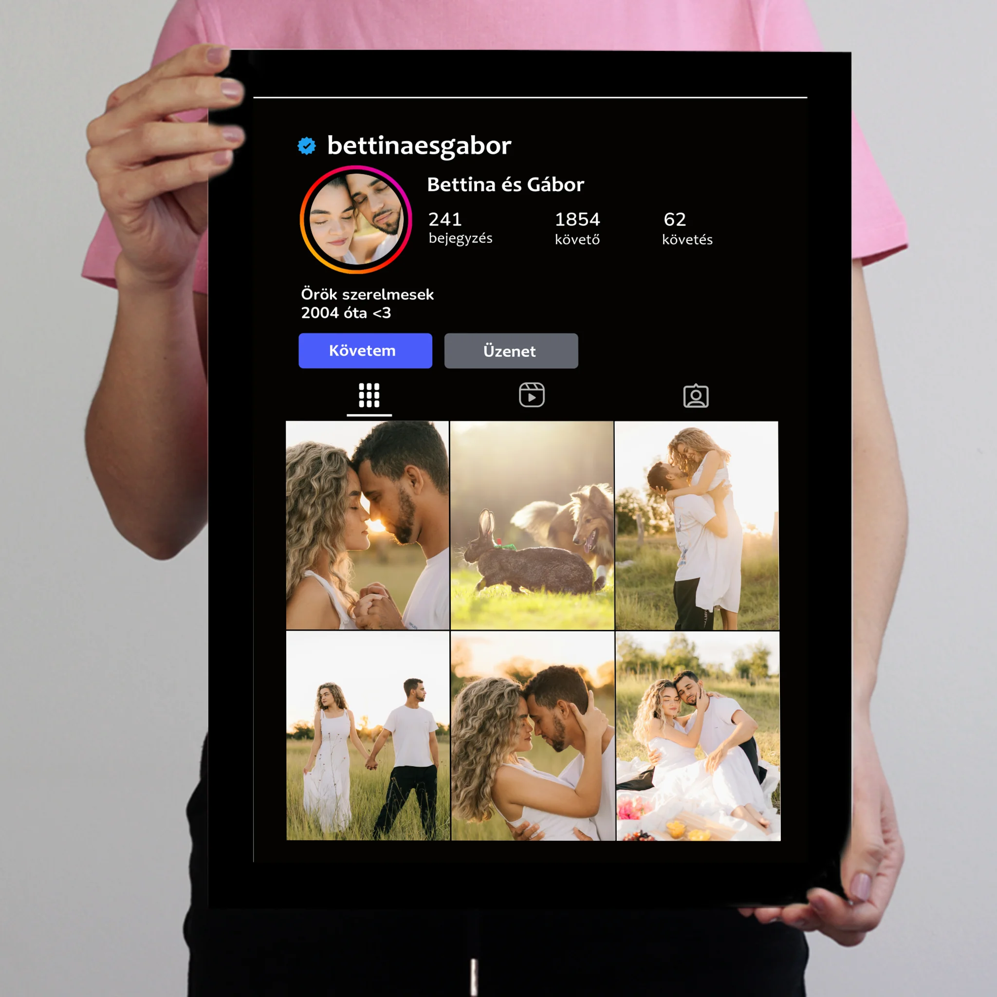  Instagram stílusú falikép - Egyedi feliratos 7 képpel