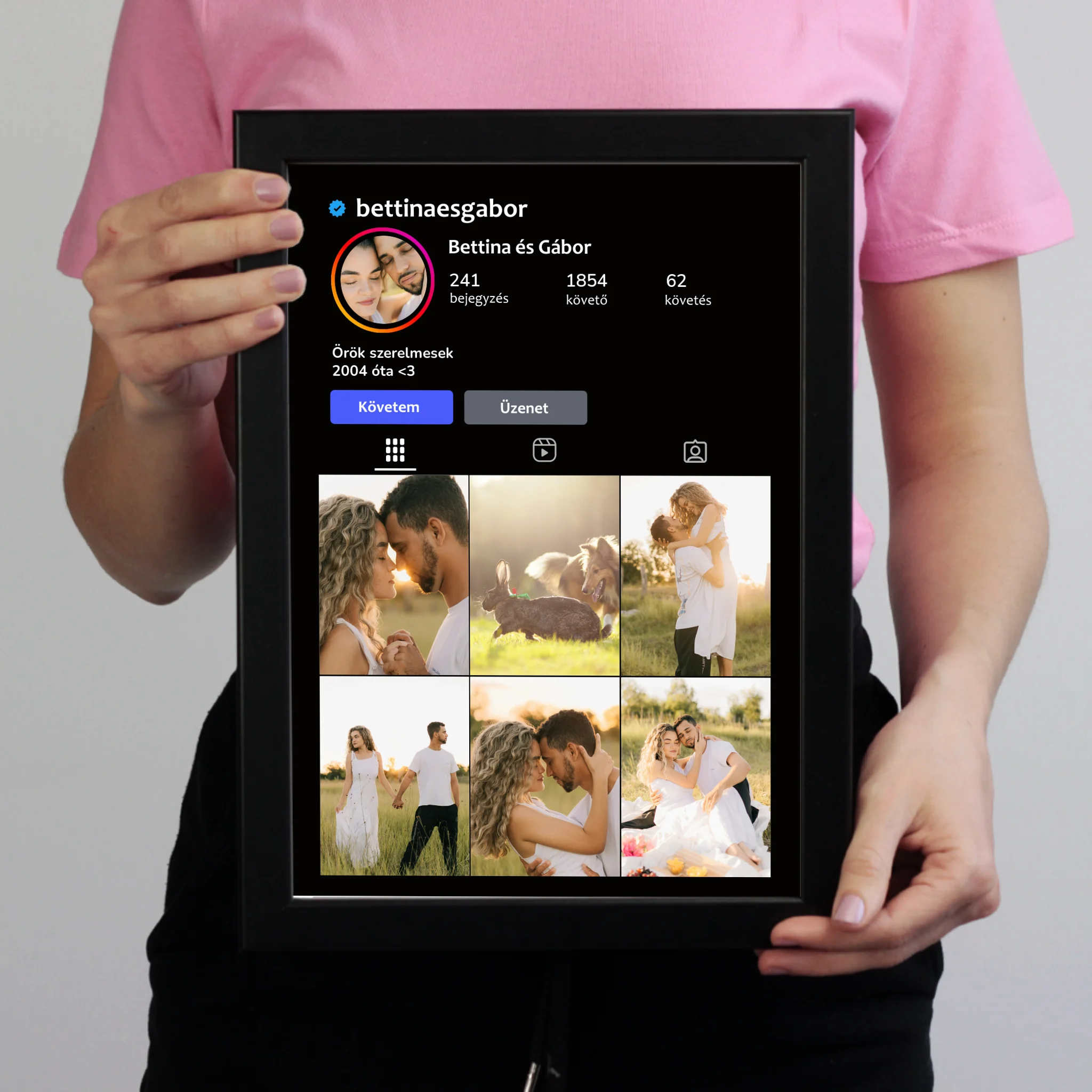  Instagram stílusú falikép - Egyedi feliratos 7 képpel