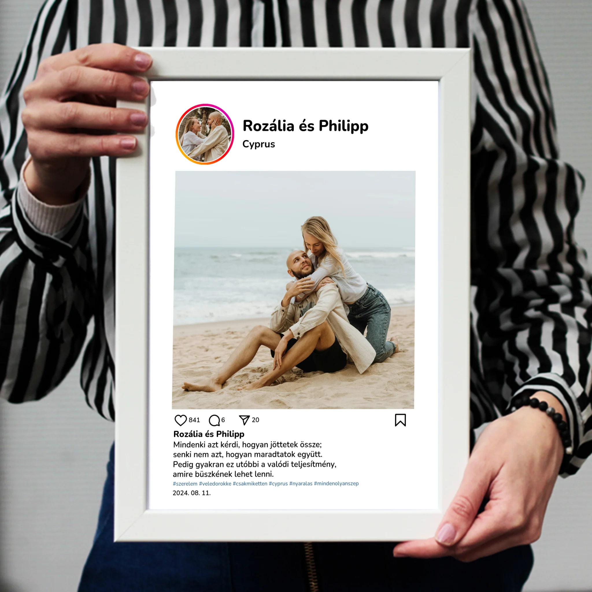  Instagram stílusú falikép - Egyedi feliratos 2 képpel