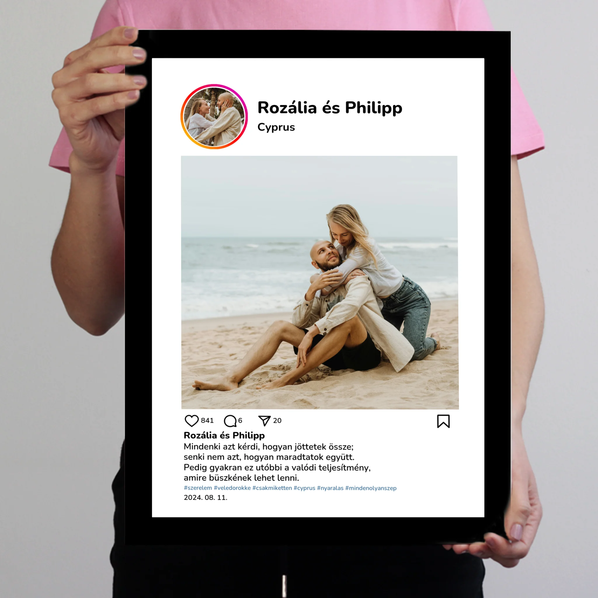  Instagram stílusú falikép - Egyedi feliratos 2 képpel