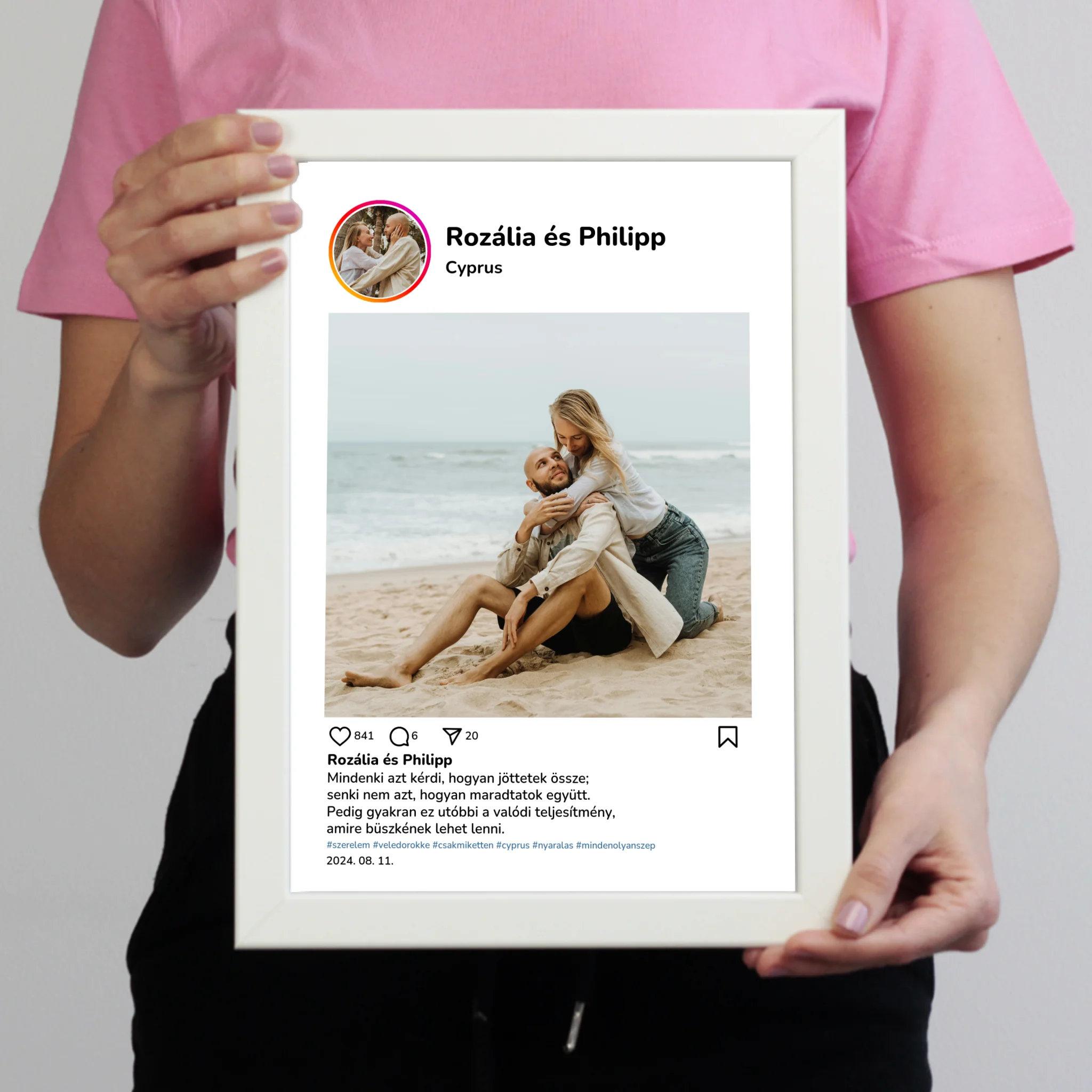  Instagram stílusú falikép - Egyedi feliratos 2 képpel