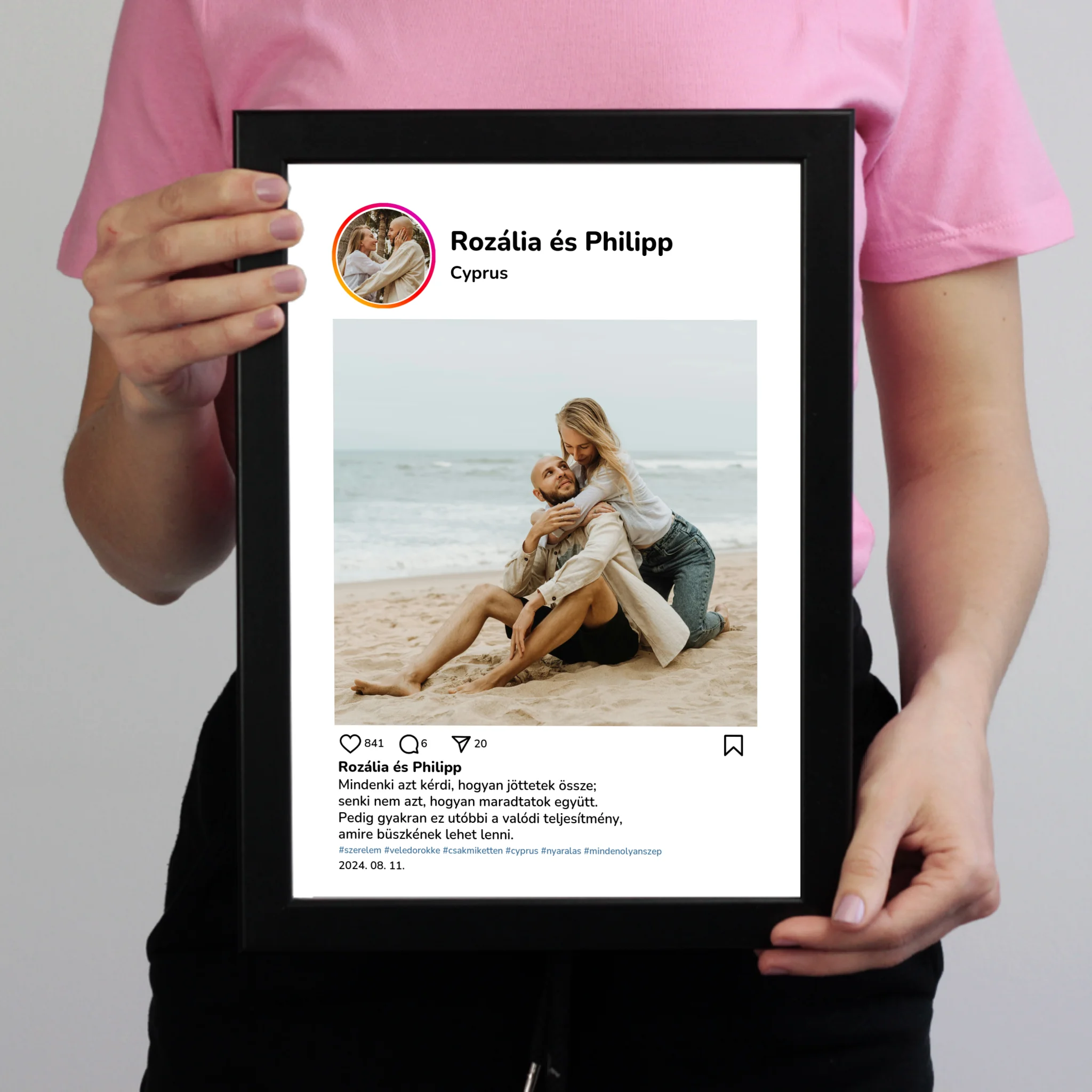  Instagram stílusú falikép - Egyedi feliratos 2 képpel