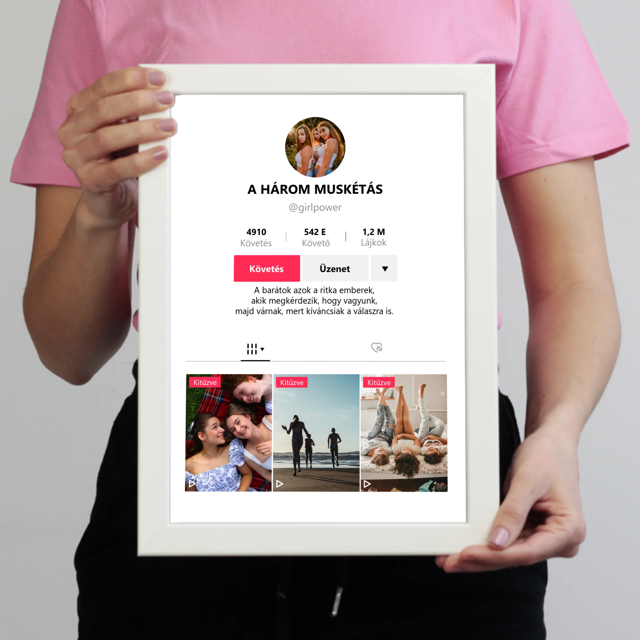 TikTok stílusú falikép - Egyedi feliratos 4 képpel
