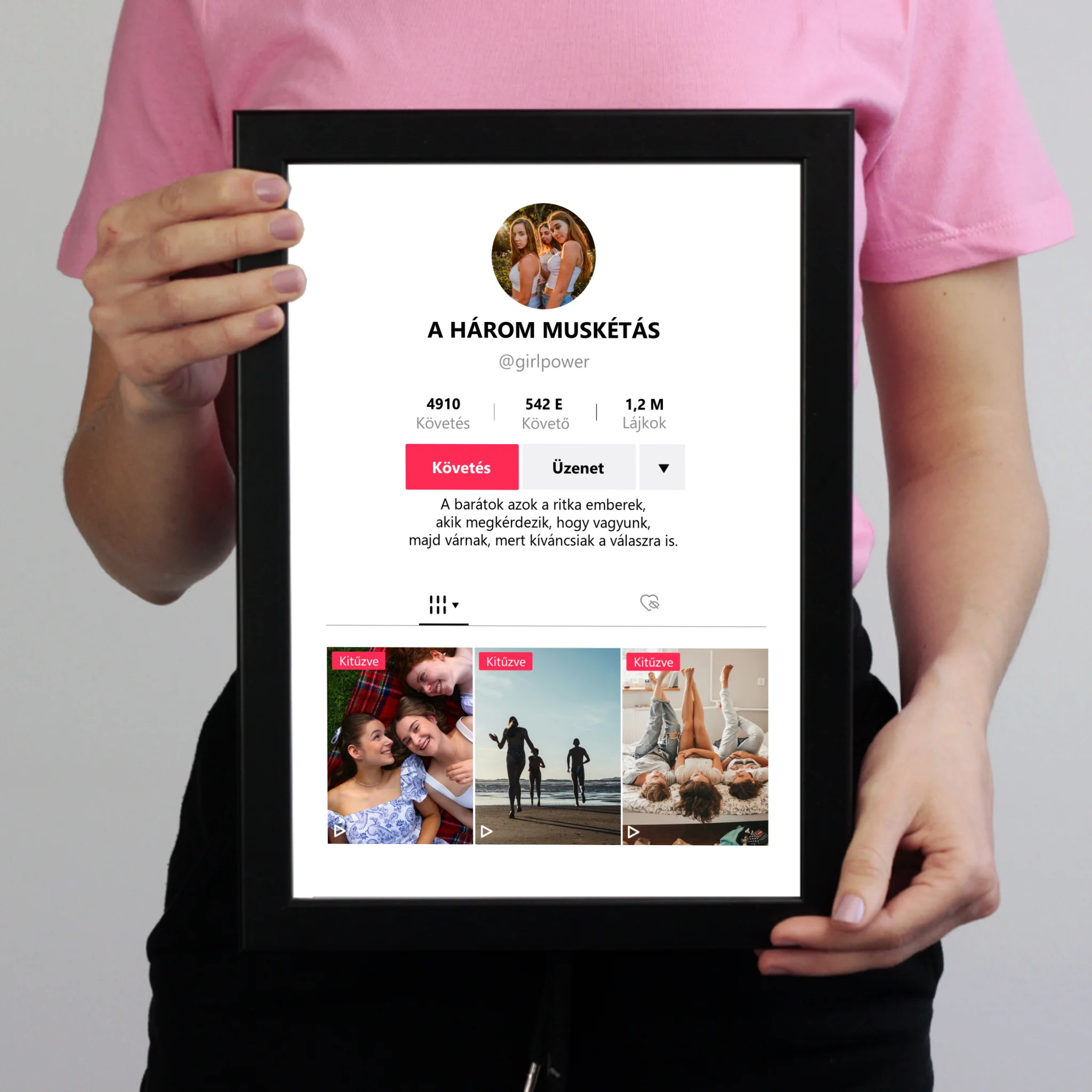 TikTok stílusú falikép - Egyedi feliratos 4 képpel