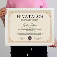 Hivatalos Pihenési Engedély - személyre szabható ajándék falikép nyugdíjasoknak 