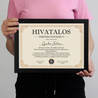 Hivatalos Pihenési Engedély - személyre szabható ajándék falikép nyugdíjasoknak 