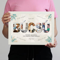 Egyedi búcsúajándék kollégának - fotómontázs felirattal és aláírásokkal falikép