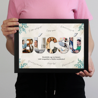 Egyedi búcsúajándék kollégának - fotómontázs felirattal és aláírásokkal falikép