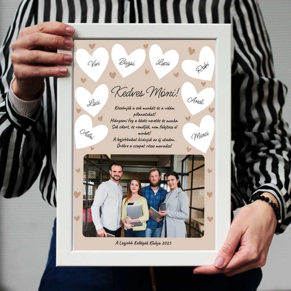 Búcsúzó kollégának egyedi falikép - jókívánságokkal és aláírásokkal