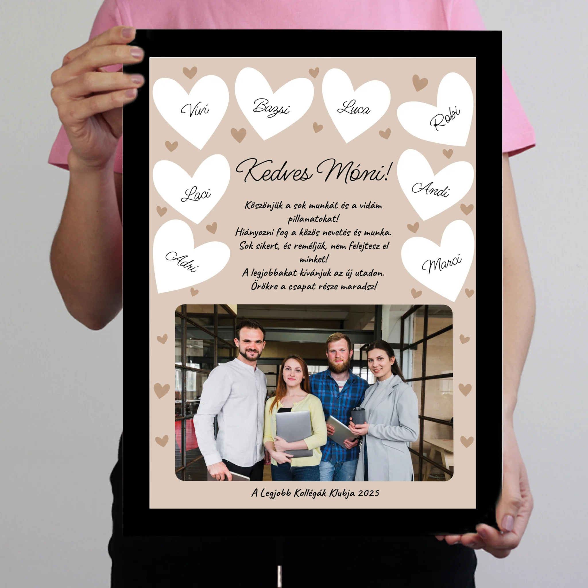 Búcsúzó kollégának egyedi falikép - jókívánságokkal és aláírásokkal