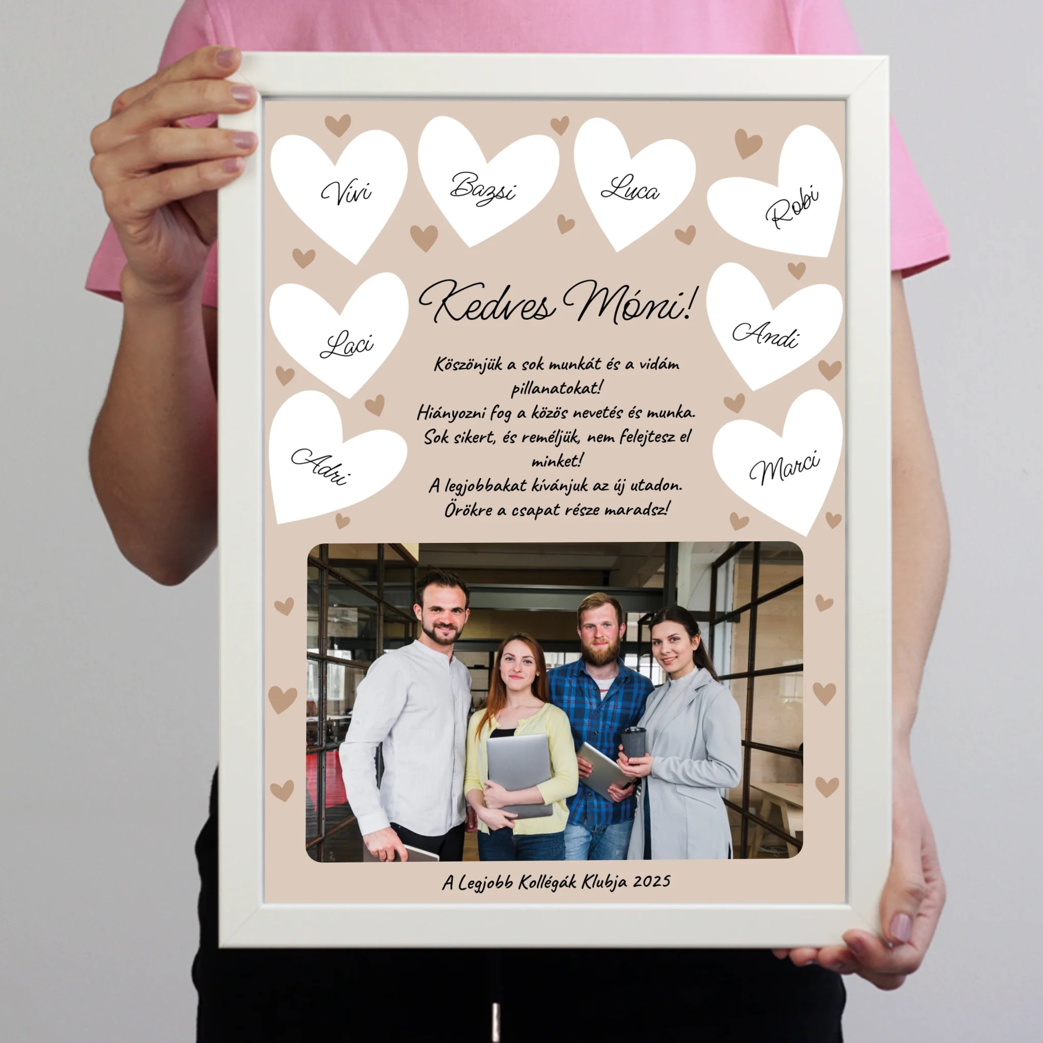 Búcsúzó kollégának egyedi falikép - jókívánságokkal és aláírásokkal