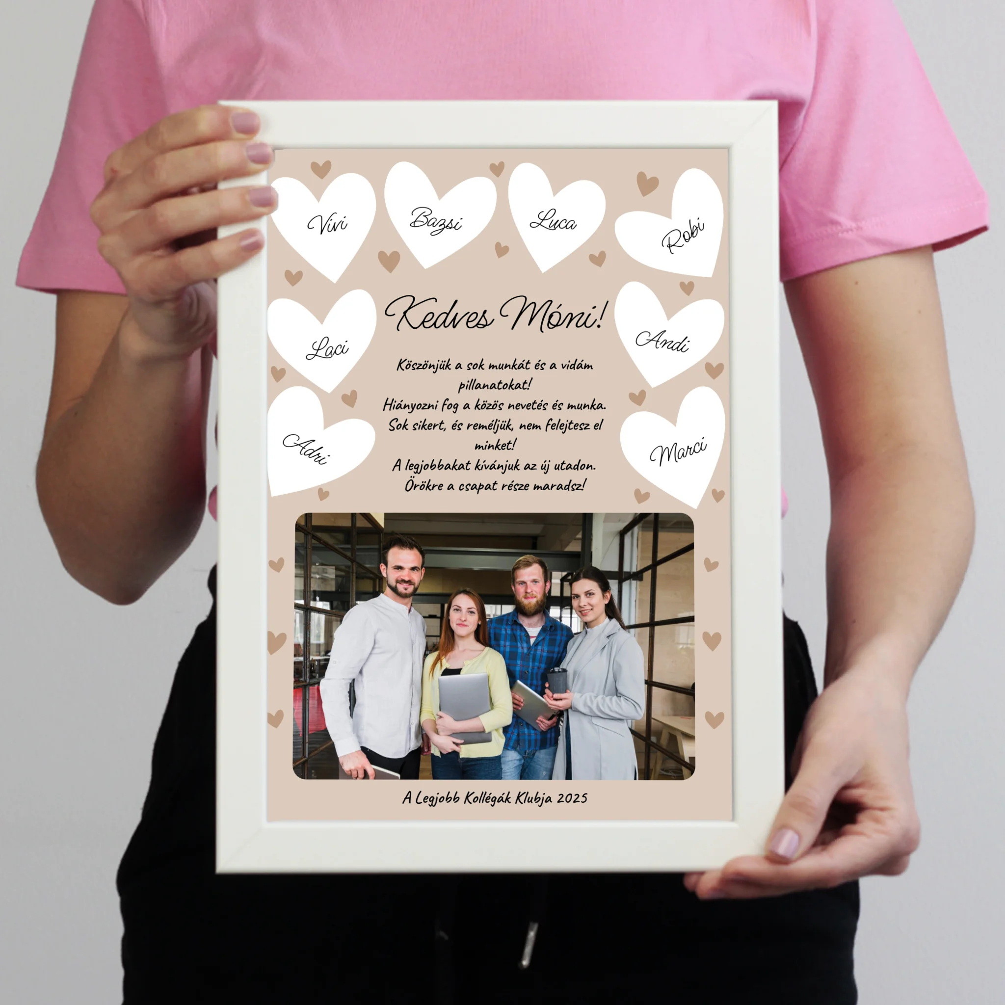 Búcsúzó kollégának egyedi falikép - jókívánságokkal és aláírásokkal