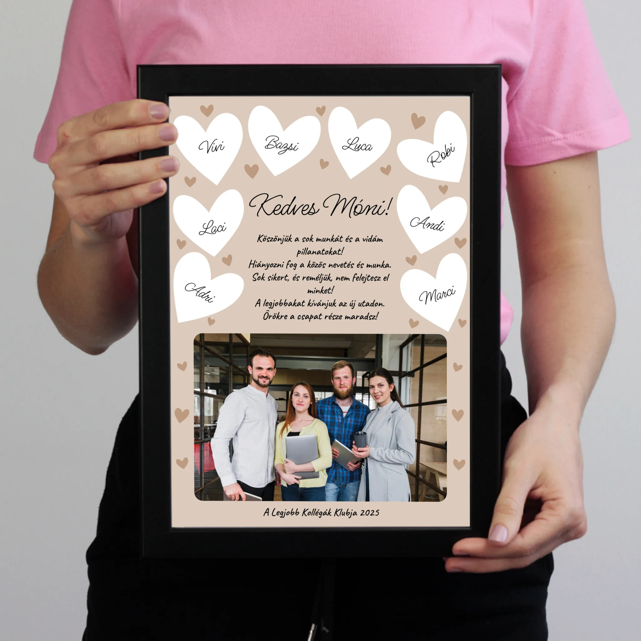 Búcsúzó kollégának egyedi falikép - jókívánságokkal és aláírásokkal