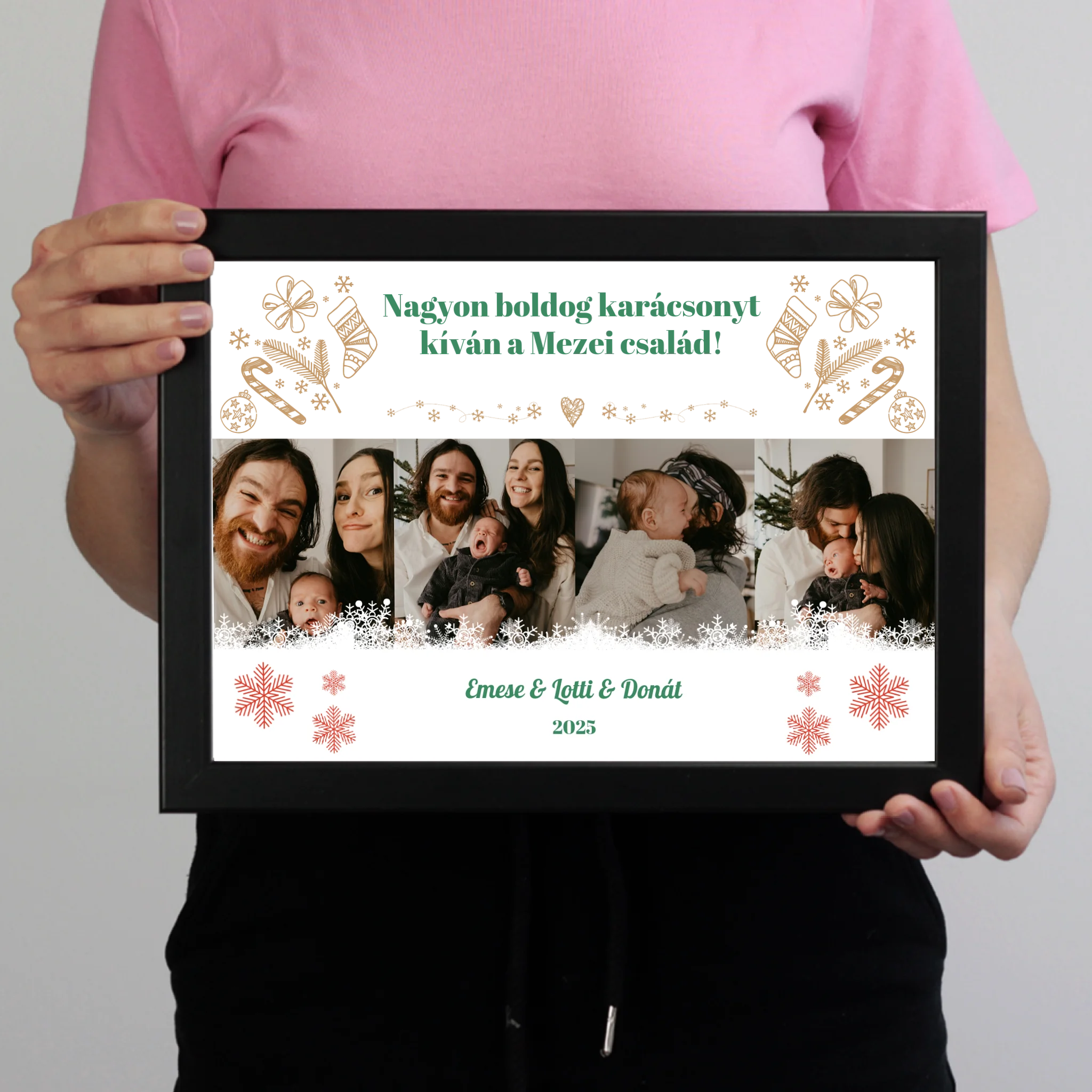  Karácsonyi falikép 4 képpel és egyedi feliratokkal