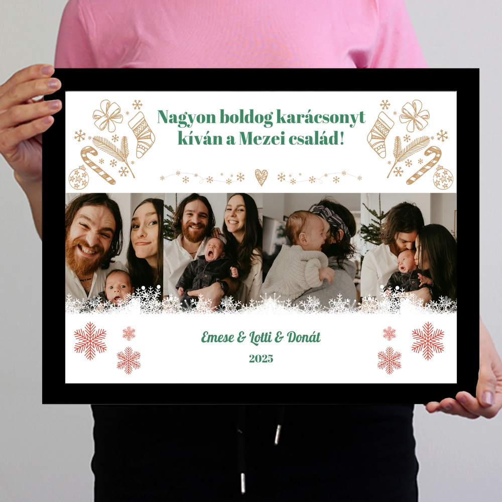  Karácsonyi falikép 4 képpel és egyedi feliratokkal