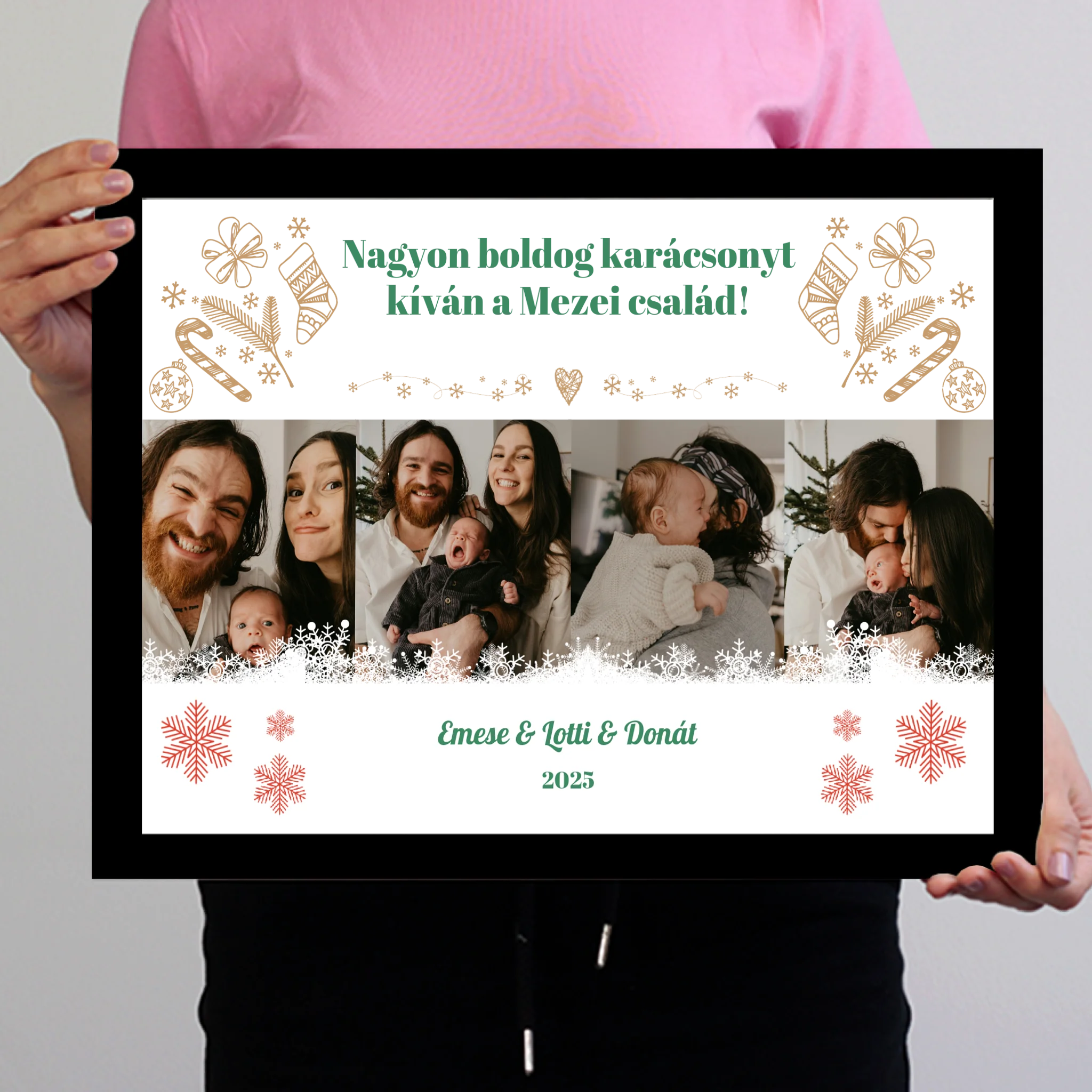  Karácsonyi falikép 4 képpel és egyedi feliratokkal