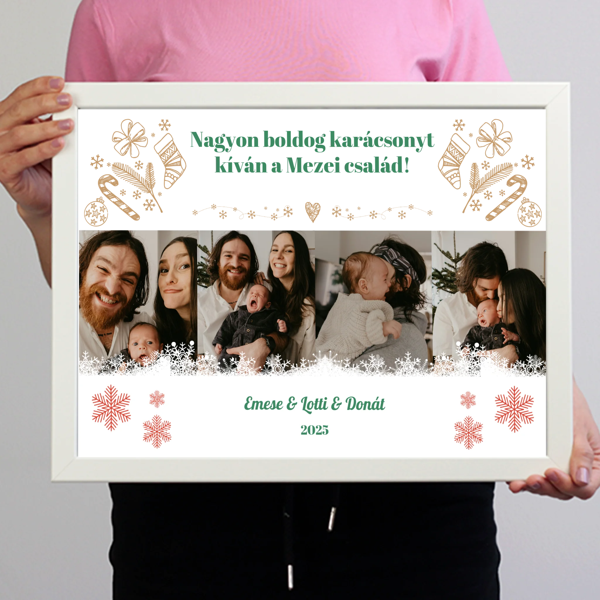  Karácsonyi falikép 4 képpel és egyedi feliratokkal