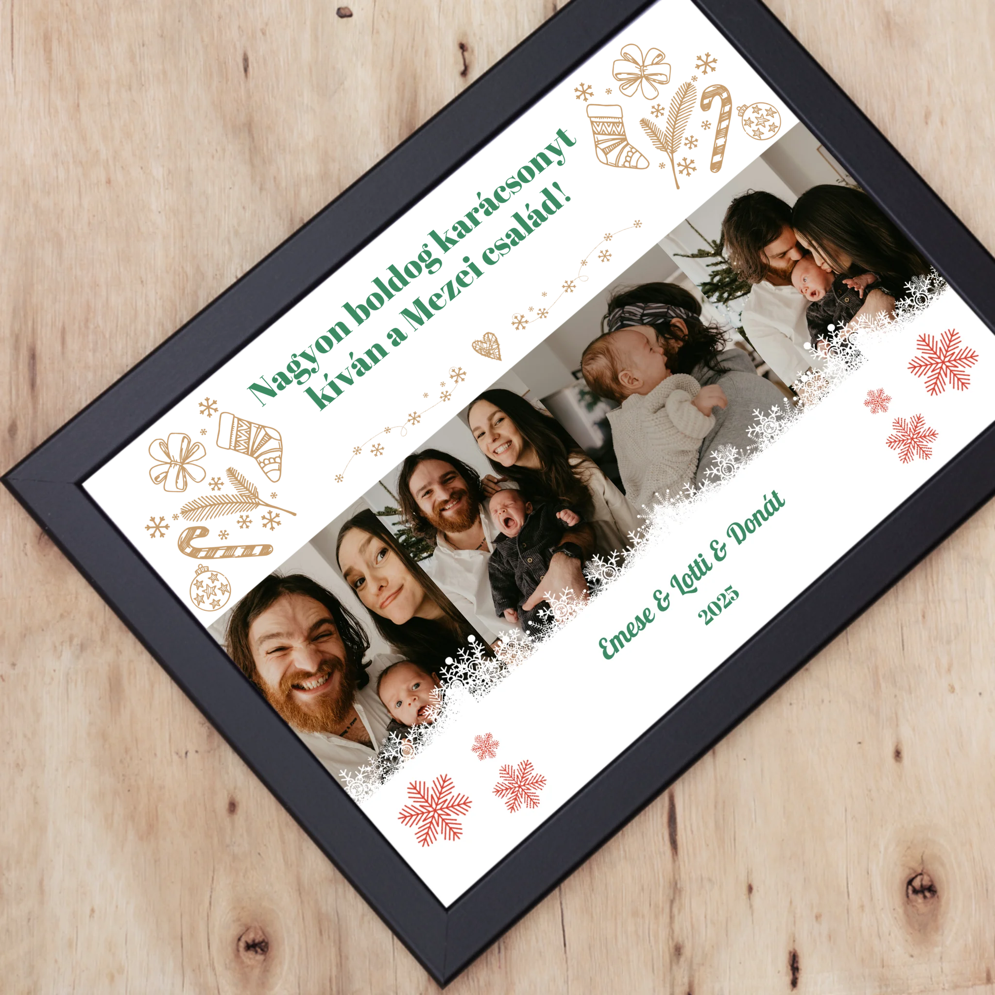  Karácsonyi falikép 4 képpel és egyedi feliratokkal